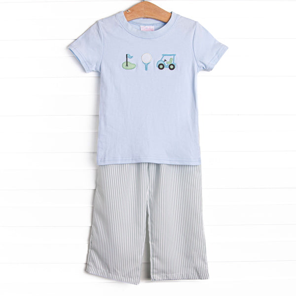 Going Golfing Applique Pant Set, Green
