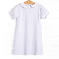 Sunday Gathering Applique Dress, White