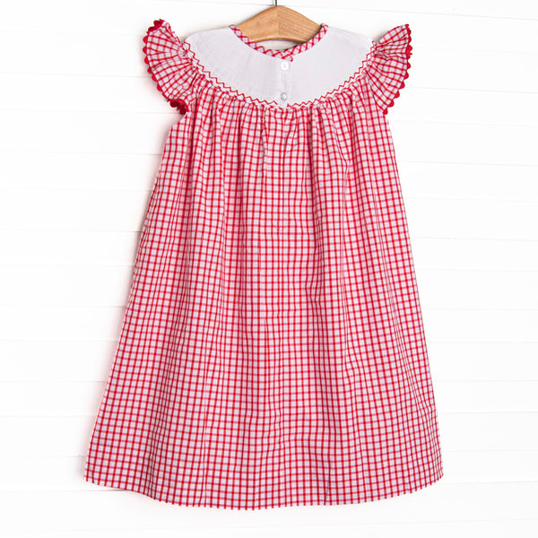 Main Street Classic Smocked Bishop Dress, Red
