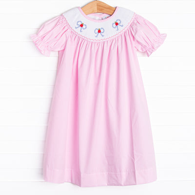 Beauty and Bows Smocked Dress, Pink