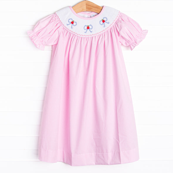 Beauty and Bows Smocked Dress, Pink