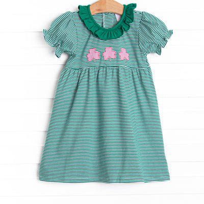 Lucky Trio Applique Dress, Green