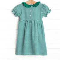 Lucky Trio Applique Dress, Green