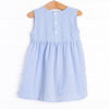 School Days Applique Dress, Blue Check