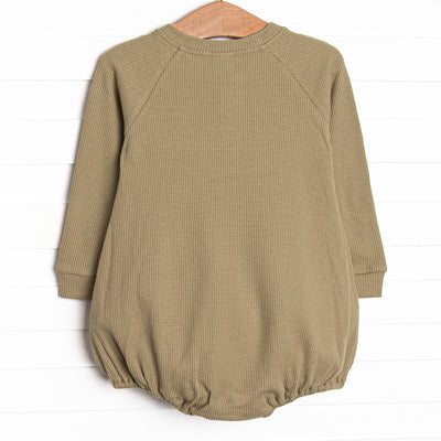 Flying Home Embroidered Waffle Knit Bubble, Sage Green