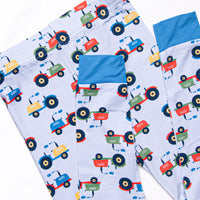 Tractor Trails Bamboo Pajama Short Sleeve Set, Blue