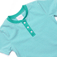 Tucker Short Sleeve Pant Set, Teal Stripe
