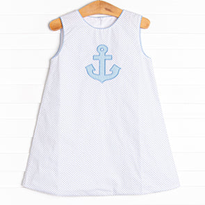 Anchors Aweigh Applique Dress, Blue