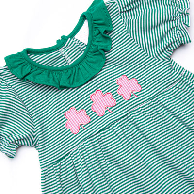 Lucky Trio Applique Dress, Green
