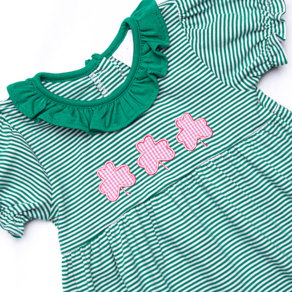 Lucky Trio Applique Dress, Green