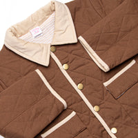 Corduroy Collar Quilted Coat, Hickory Brown