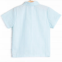 Seasonal Seersucker Button-Down Shirt, Blue