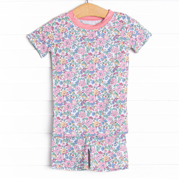 By the Bay Blooms Bamboo Pajama Short Set, Pink