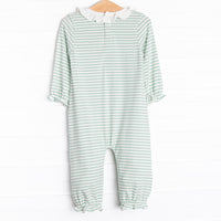 Patterned Pumpkins Applique Ruffle Romper, Green