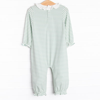 Patterned Pumpkins Applique Ruffle Romper, Green