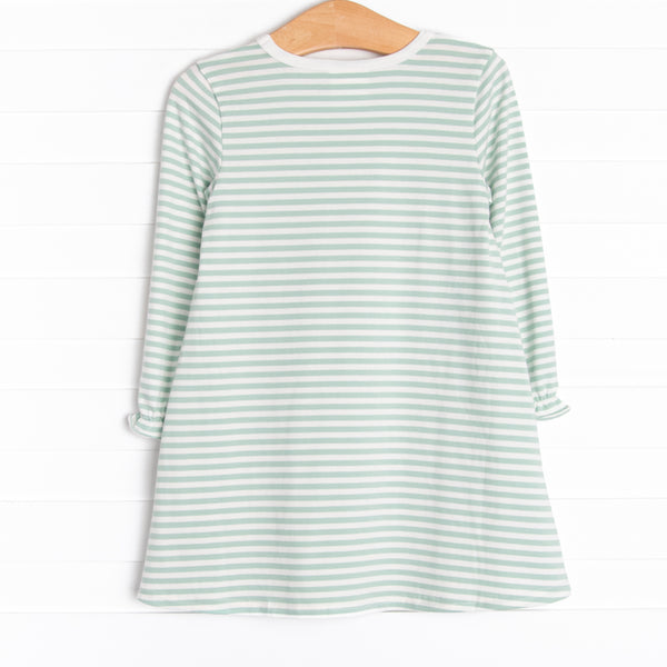 Patterned Pumpkins Applique Dress, Green