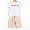 Turkey Trot Embroidered Pant Set, Tan