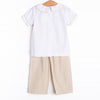 Turkey Trot Embroidered Pant Set, Tan
