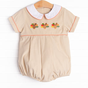 Turkey Trot Embroidered Bubble, Tan