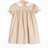 Turkey Trot Embroidered Dress, Tan