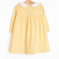 Feathered Friends Applique Dress, Yellow