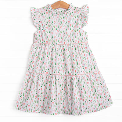 In Dew Time Flutter Sleeve Dress, Pink