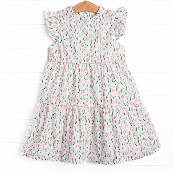 In Dew Time Flutter Sleeve Dress, Pink