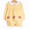 Feathered Friends Applique Bloomer Set, Yellow