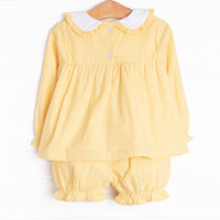 Feathered Friends Applique Bloomer Set, Yellow