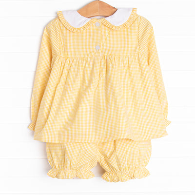 Feathered Friends Applique Bloomer Set, Yellow