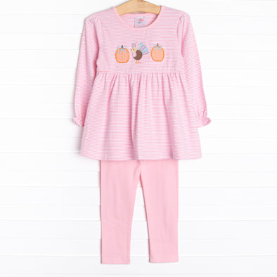 Gobbles and Ghords Applique Legging Set, Pink