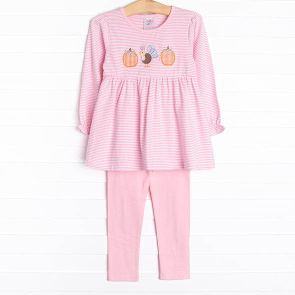 Gobbles and Ghords Applique Legging Set, Pink