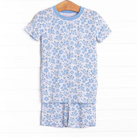 Portofino Petals Bamboo Pajama Short Set, Blue