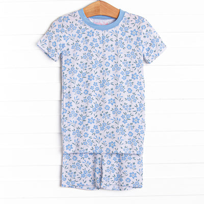 Portofino Petals Bamboo Pajama Short Set, Blue
