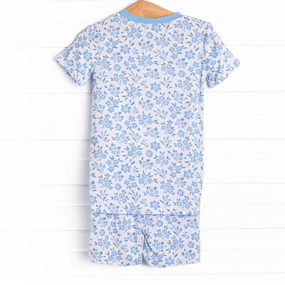 Portofino Petals Bamboo Pajama Short Set, Blue