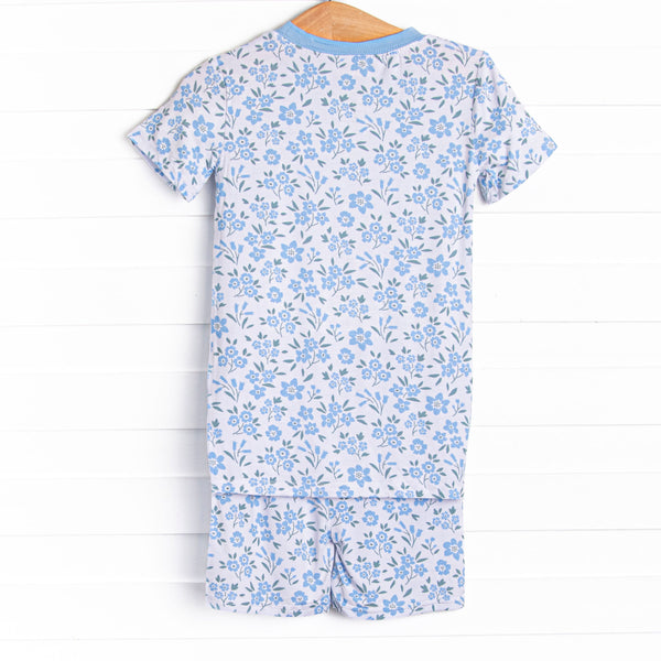 Portofino Petals Bamboo Pajama Short Set, Blue