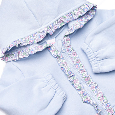 Francesca Florals Zip-Up Jacket, Light Blue
