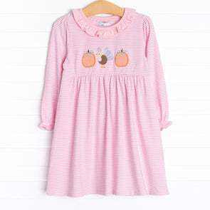 Gobbles and Ghords Applique Dress, Pink