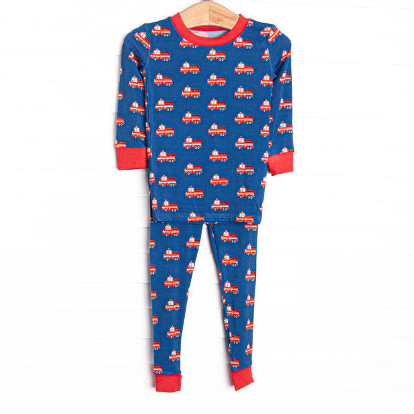 This set is made of the extremely soft, stretchy bamboo viscose fabric that feels like butter and features a firetruck print.