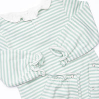 Patterned Pumpkins Applique Ruffle Romper, Green