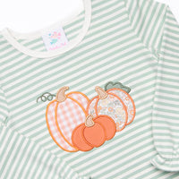 Patterned Pumpkins Applique Dress, Green