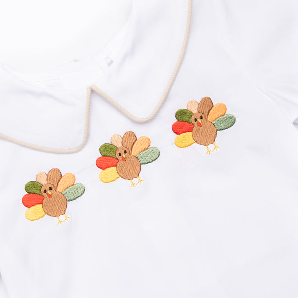 Turkey Trot Embroidered Pant Set, Tan