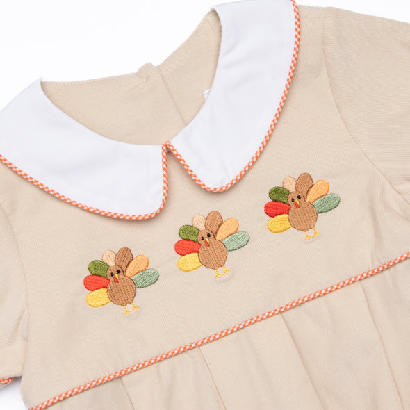 Turkey Trot Embroidered Bubble, Tan