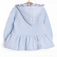 Francesca Florals Zip-Up Jacket, Light Blue