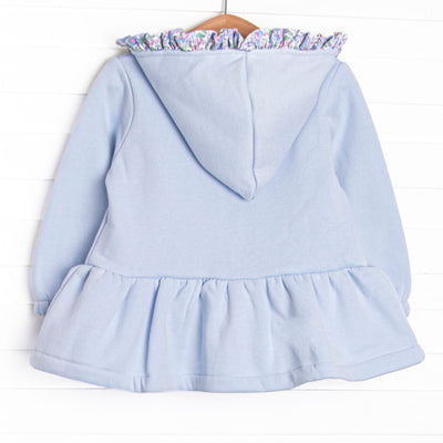 Francesca Florals Zip-Up Jacket, Light Blue