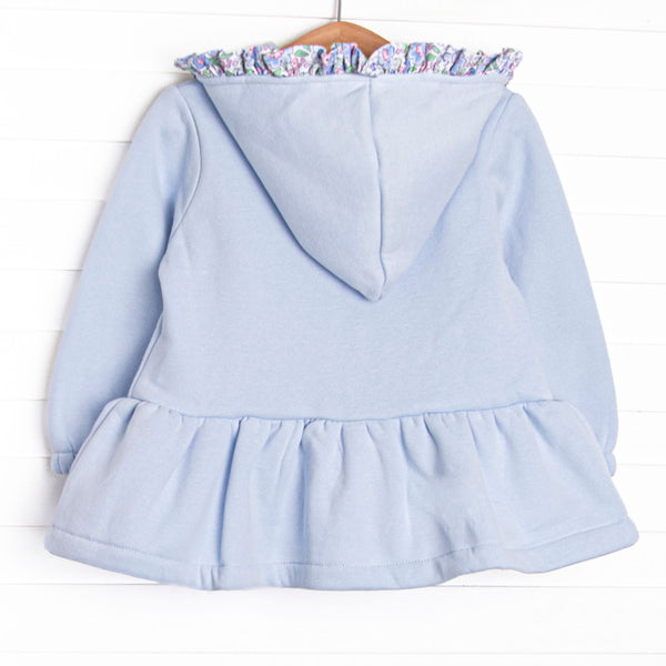 Francesca Florals Zip-Up Jacket, Light Blue