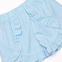 Marine Mammals Smocked Ruffle Short Set, Aqua