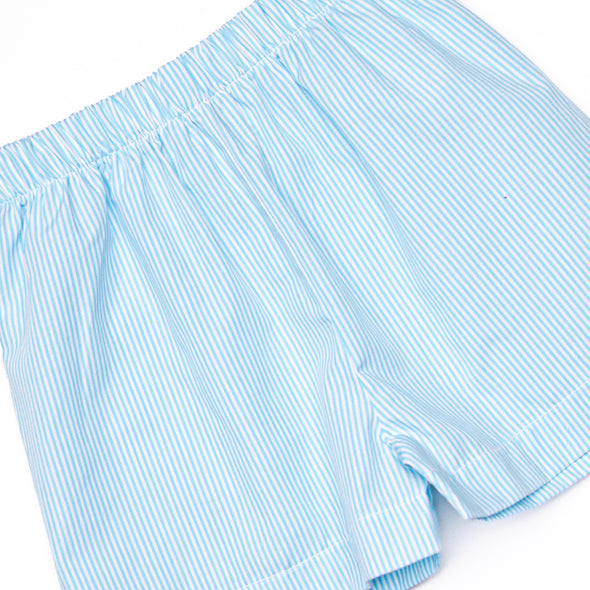 Marine Mammals Smocked Short Set, Aqua