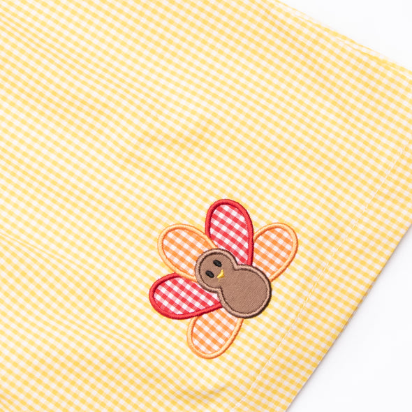Feathered Friends Applique Dress, Yellow