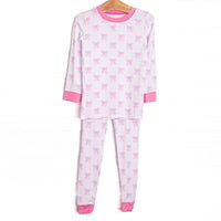 This set is made of the extremely soft, stretchy bamboo viscose fabric that feels like butter and features a bow print. 
